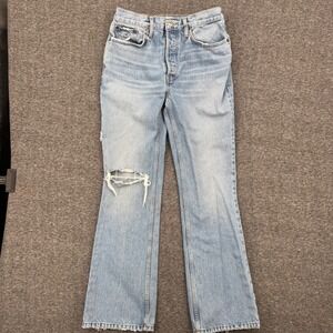 RE/DONE Womens High Rise Straight Leg Distressed Jeans Indigo preppy Size 28